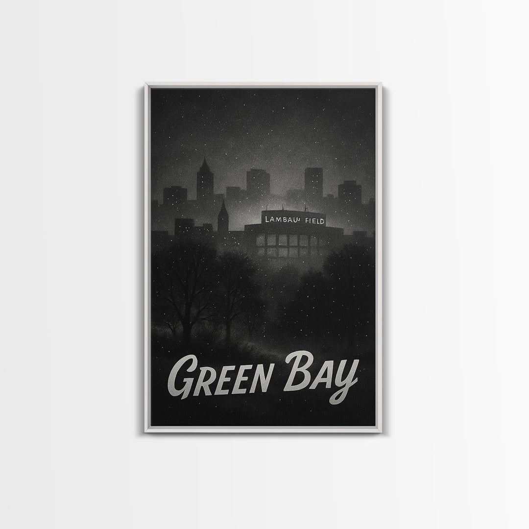 Green Bay Wisconsin Travel Poster, Canvas Print, Vintage Noir Poster Art, Green Bay Poster Print, Vintage City Poster, Vintage City Art