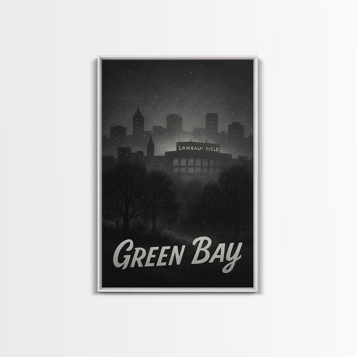 Green Bay Wisconsin Travel Poster, Canvas Print, Vintage Noir Poster Art, Green Bay Poster Print, Vintage City Poster, Vintage City Art