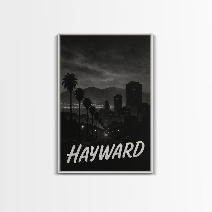 Hayward California Travel Poster, Canvas Print, Black And White Travel Art, Hayward City Art, Wall Decor, City Art Print, Gift For Travelers
