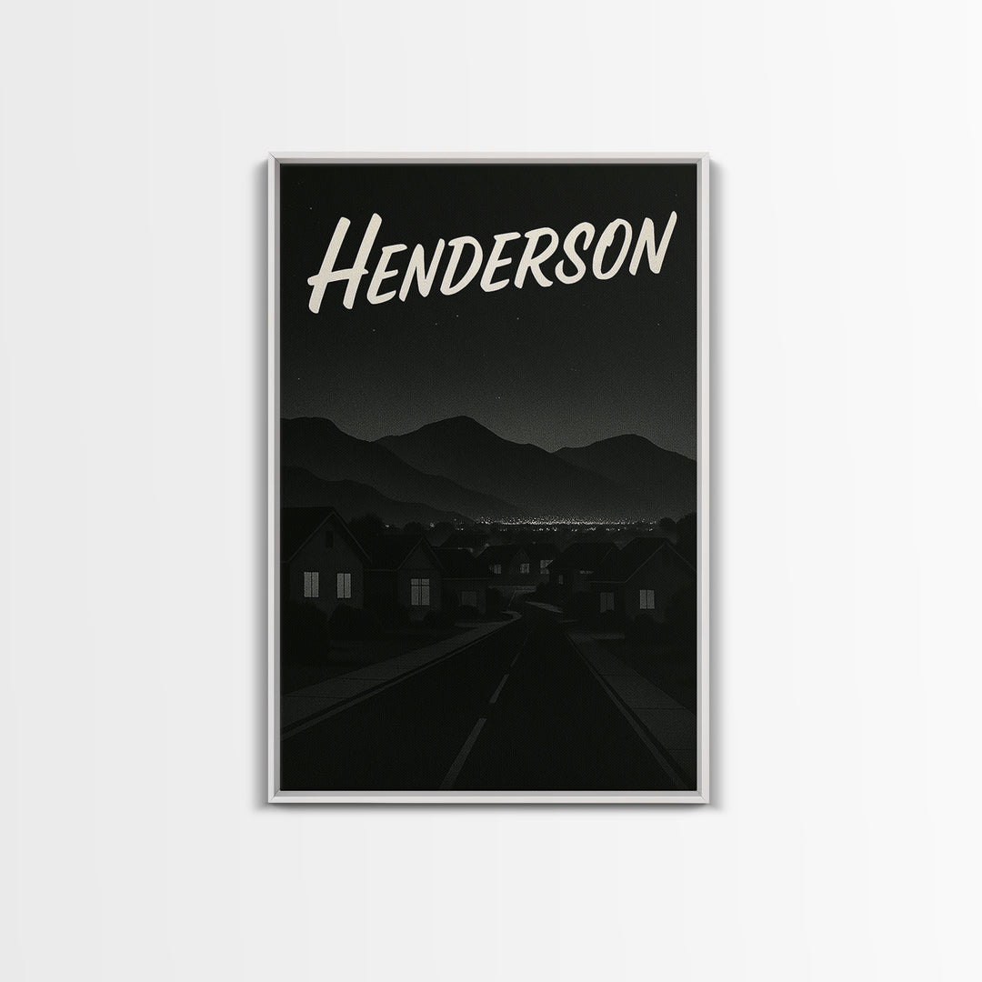 Henderson Nevada Travel Poster, Canvas Print, Black And White Travel Art, Henderson City Art, City Travel Prints, Watercolor Cityscape