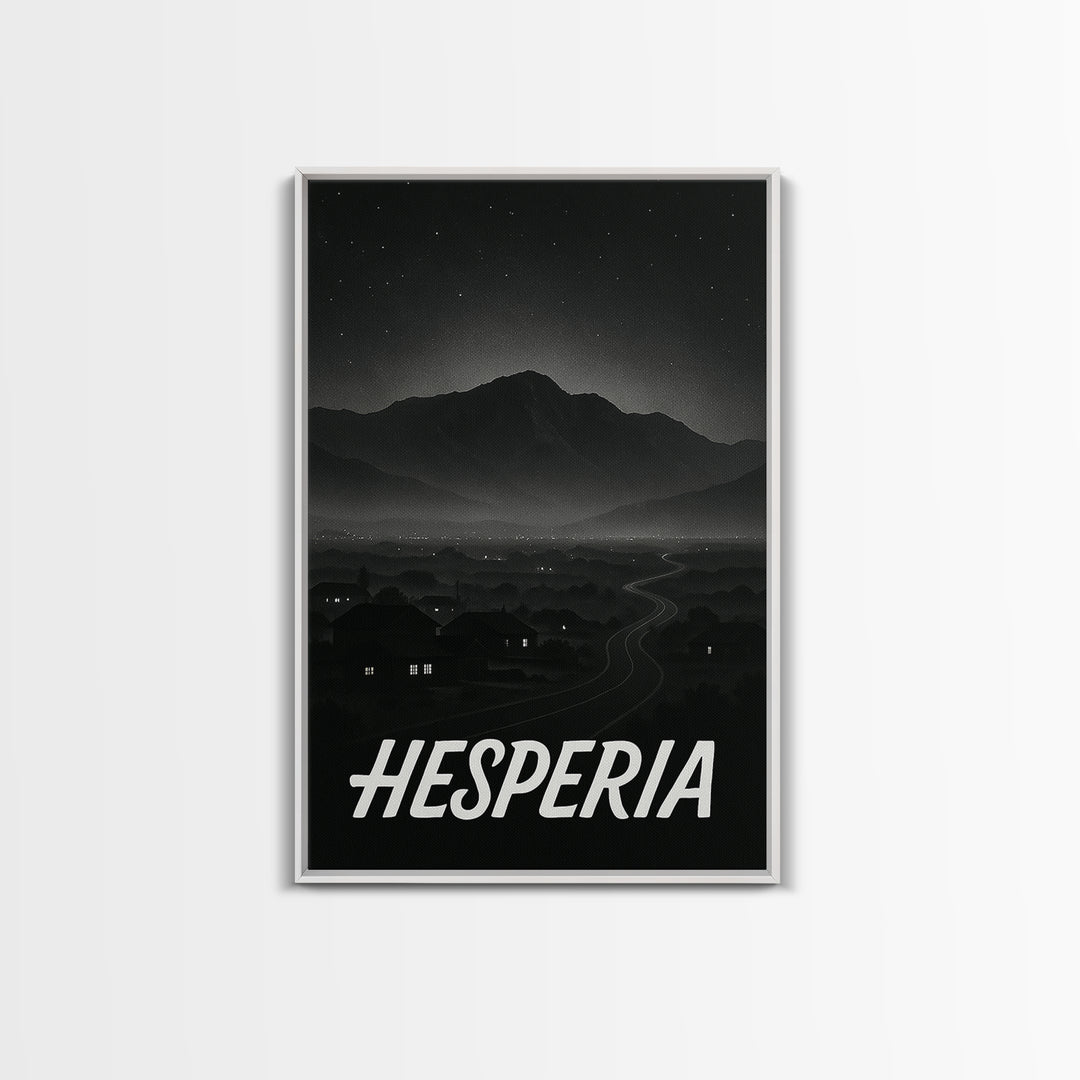 Hesperia California Travel Poster, Canvas Print, Vintage Noir Poster Art, Hesperia Art Print, Travel Art, Travel Wall Art, Wall Art