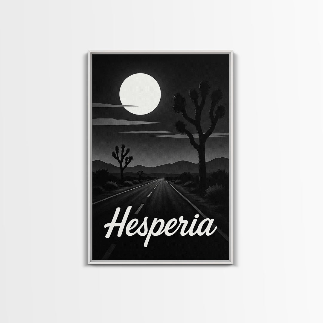 Hesperia Travel Poster, Framed Canvas Print, Vintage Noir Poster Art, Hesperia Poster Print, Travel Poster Set, Vintage City Art