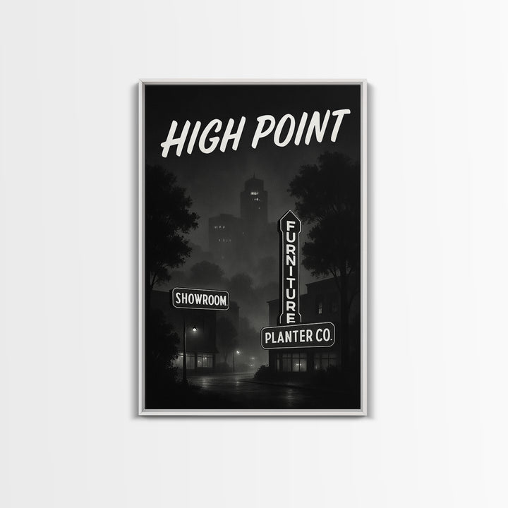 High Point North Carolina Travel Poster, Canvas Print, Night Street Poster Art, High Point Art Print, Gift For Travelers, Watercolor Skyline