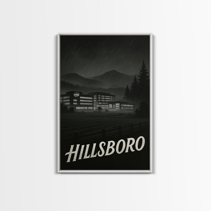 Hillsboro Oregon Travel Poster, Canvas Print, Black And White Travel Art, Hillsboro Poster Print, Wanderlust Decor, Eclectic Wall Decor