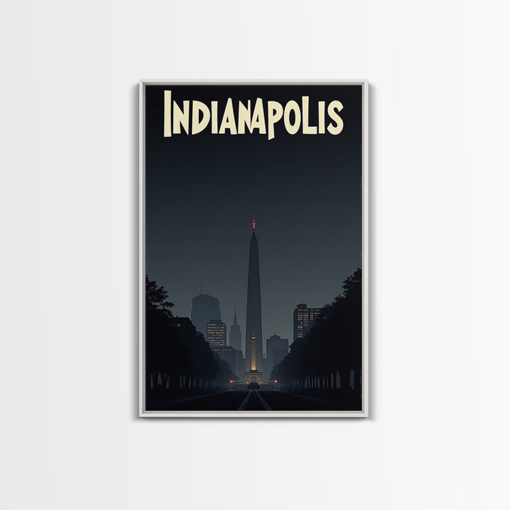 Indianapolis Travel Poster, Canvas Print, Night Street Poster Art, Indianapolis Travel Art, Watercolor Skyline Art, Gift For Travelers