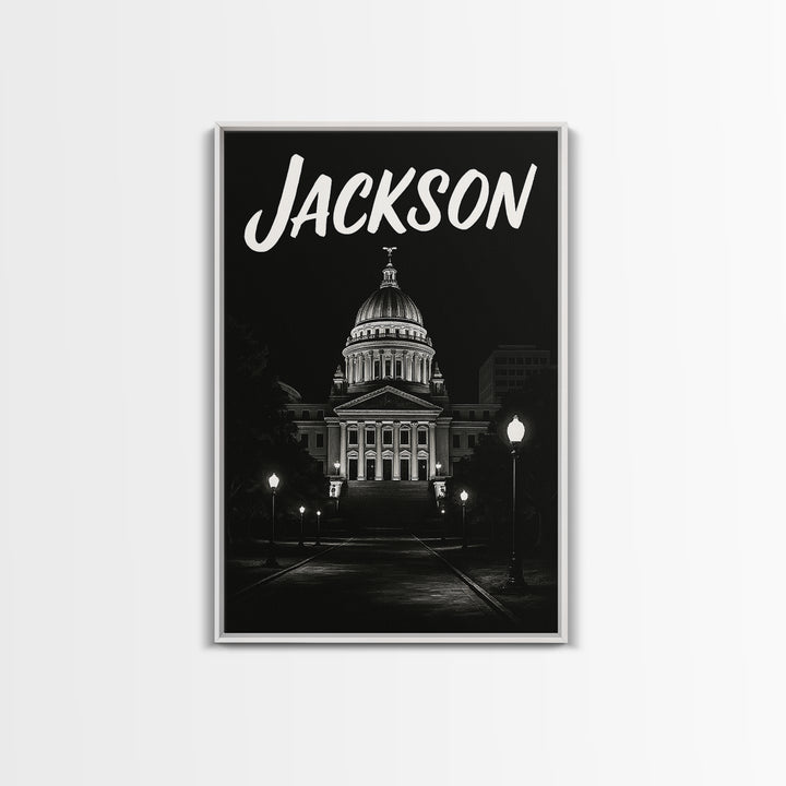 Jackson Travel Poster, Canvas Print, Vintage Noir Poster Art, Jackson Travel Art, Vintage City Art, Vintage Travel Art, Travel Poster Art