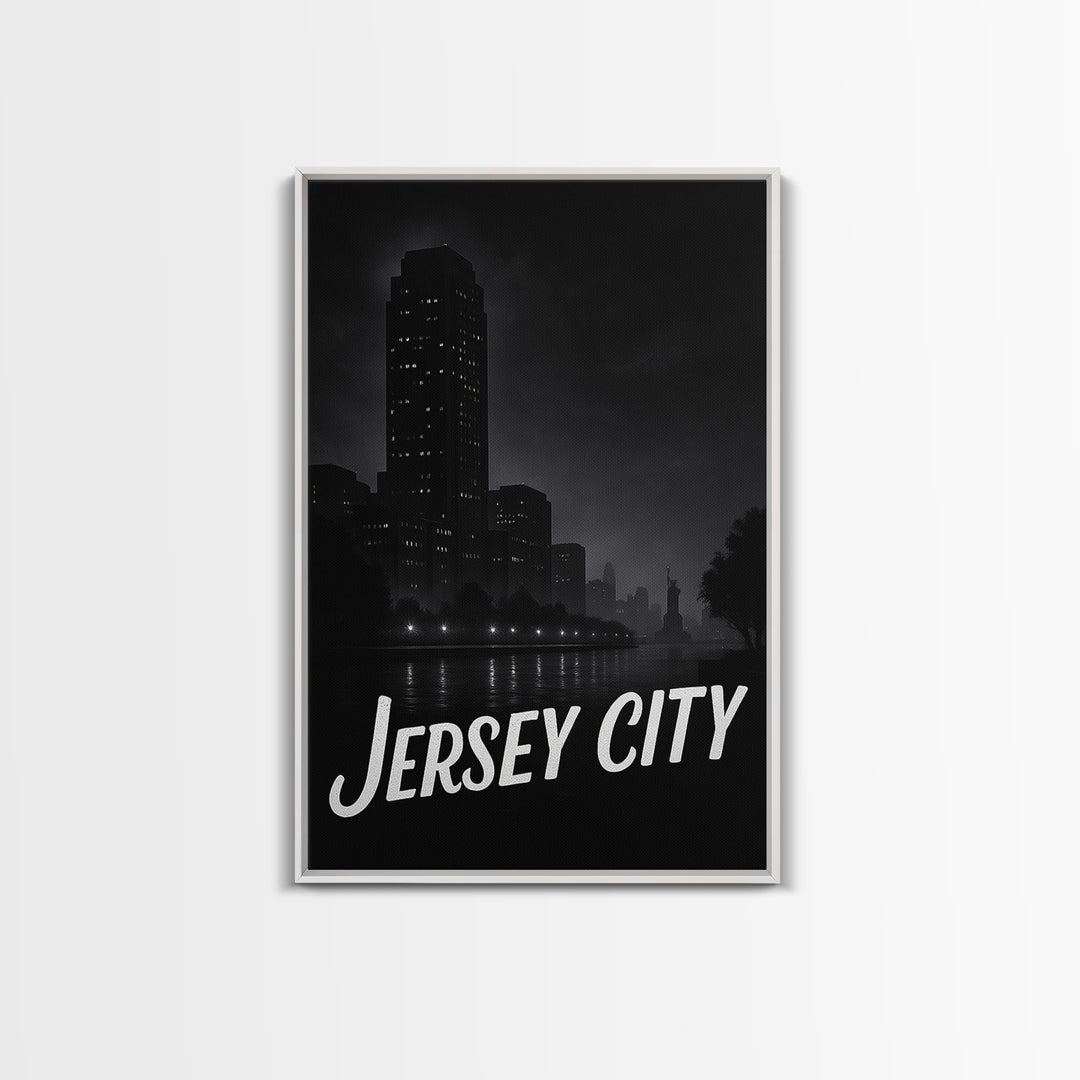 Jersey City New Jersey Travel Poster, Canvas Print, Vintage Noir Poster Art, Jersey City Wall Art, Poster Art, Travel Poster Set, Poster Art