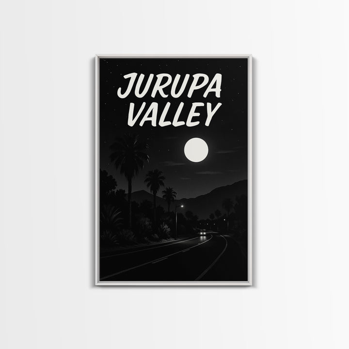 Jurupa Valley Travel Poster, Framed Canvas Print, Vintage Noir Poster Art, Jurupa Valley City Art, Vintage City Art, Mid Century Wall Art