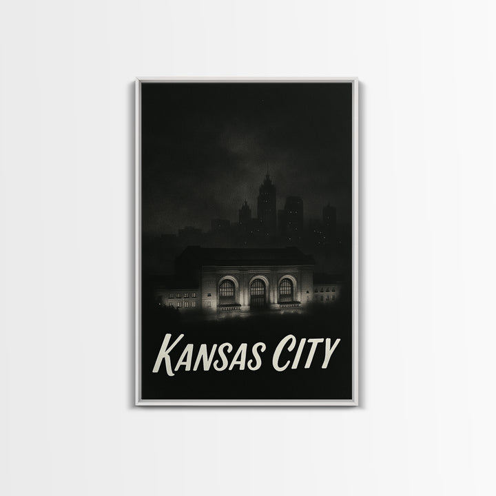 Kansas City Travel Poster, Canvas Print, Vintage Noir Poster Art, Kansas City Travel Art, City Travel Prints, Travel Art Print