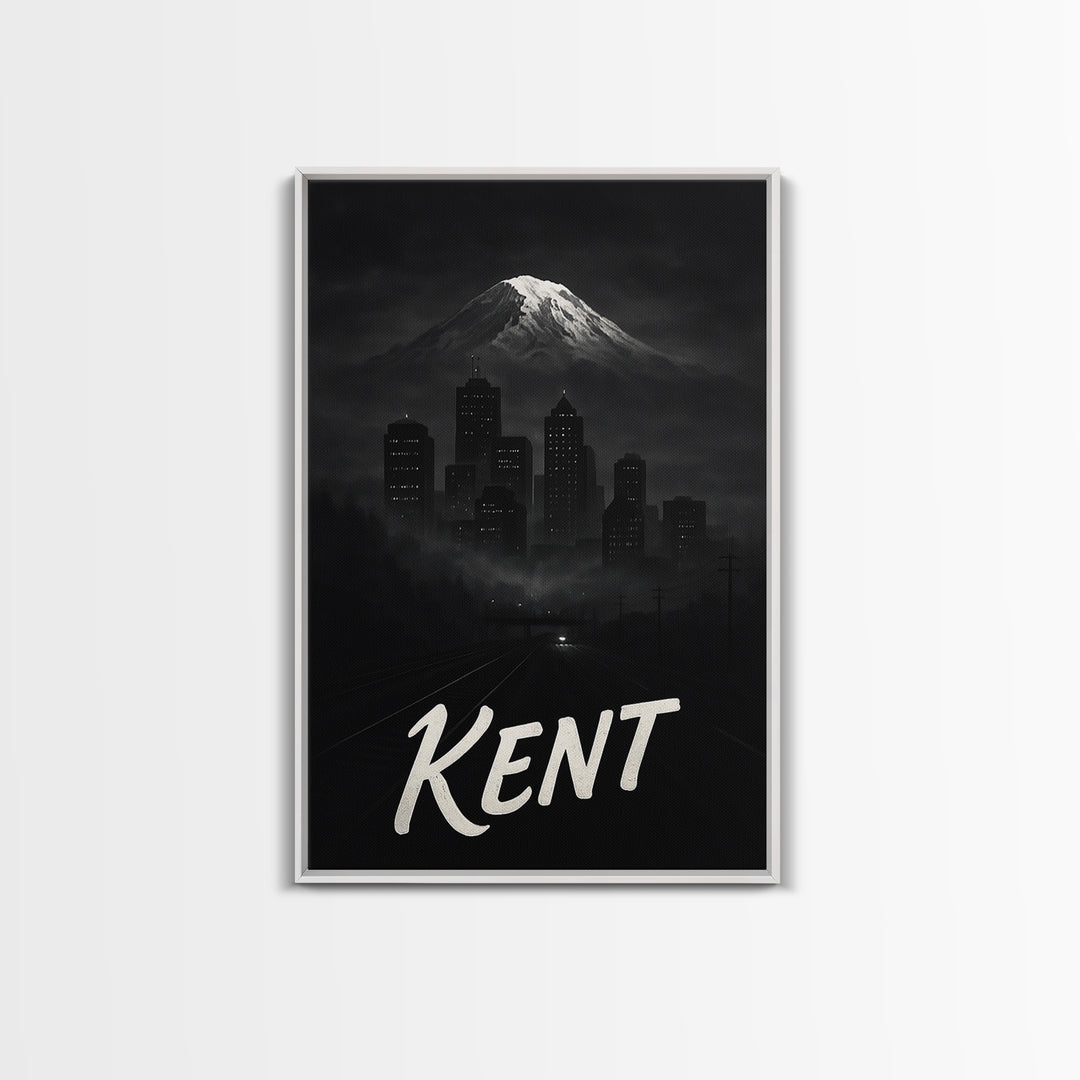 Kent Washington Travel Poster, Canvas Print, Night Street Poster Art, Kent Poster Print, City Art Print, Wanderlust Decor, Wall Decor