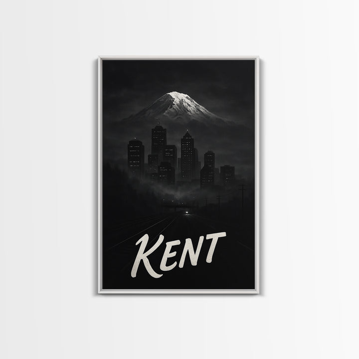 Kent Washington Travel Poster, Canvas Print, Night Street Poster Art, Kent Poster Print, City Art Print, Wanderlust Decor, Wall Decor