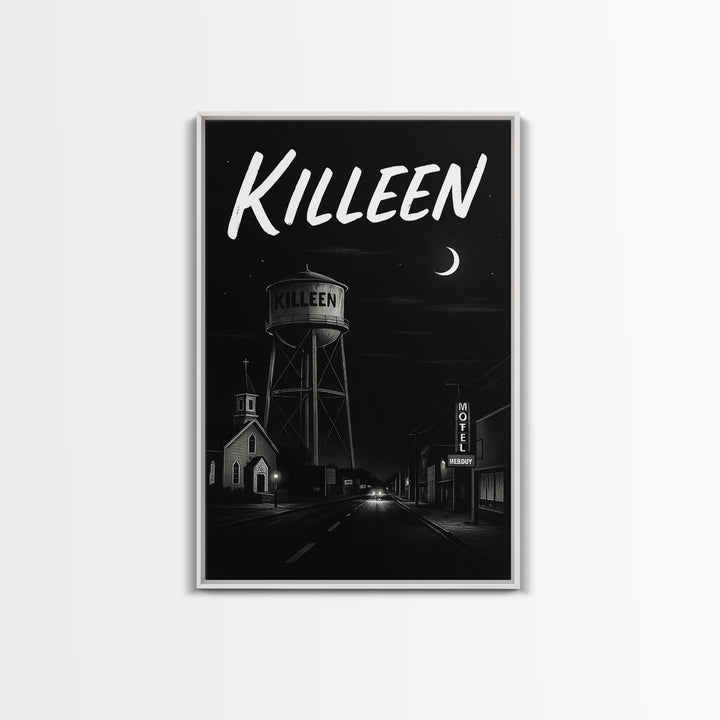 Killeen Travel Poster, Canvas Print, Black And White Travel Art, Killeen Wall Art, City Art Print, Vintage City Poster, City Travel Prints