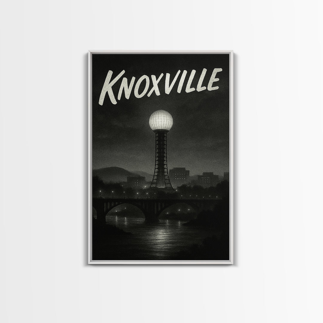 Knoxville Tennessee Travel Poster, Canvas Print, Black And White Travel Art, Knoxville Art Print, Travel Wall Art, Wall Decor, Landscape Art