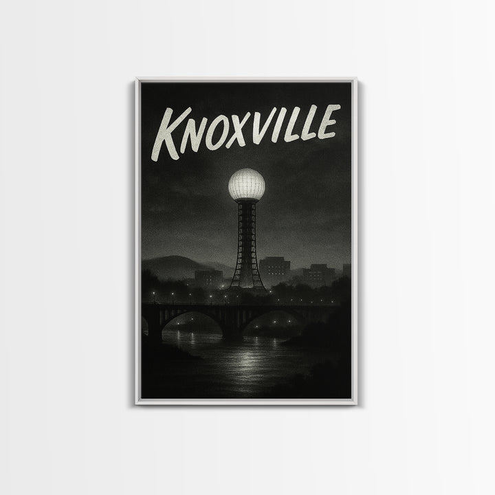 Knoxville Tennessee Travel Poster, Canvas Print, Black And White Travel Art, Knoxville Art Print, Travel Wall Art, Wall Decor, Landscape Art
