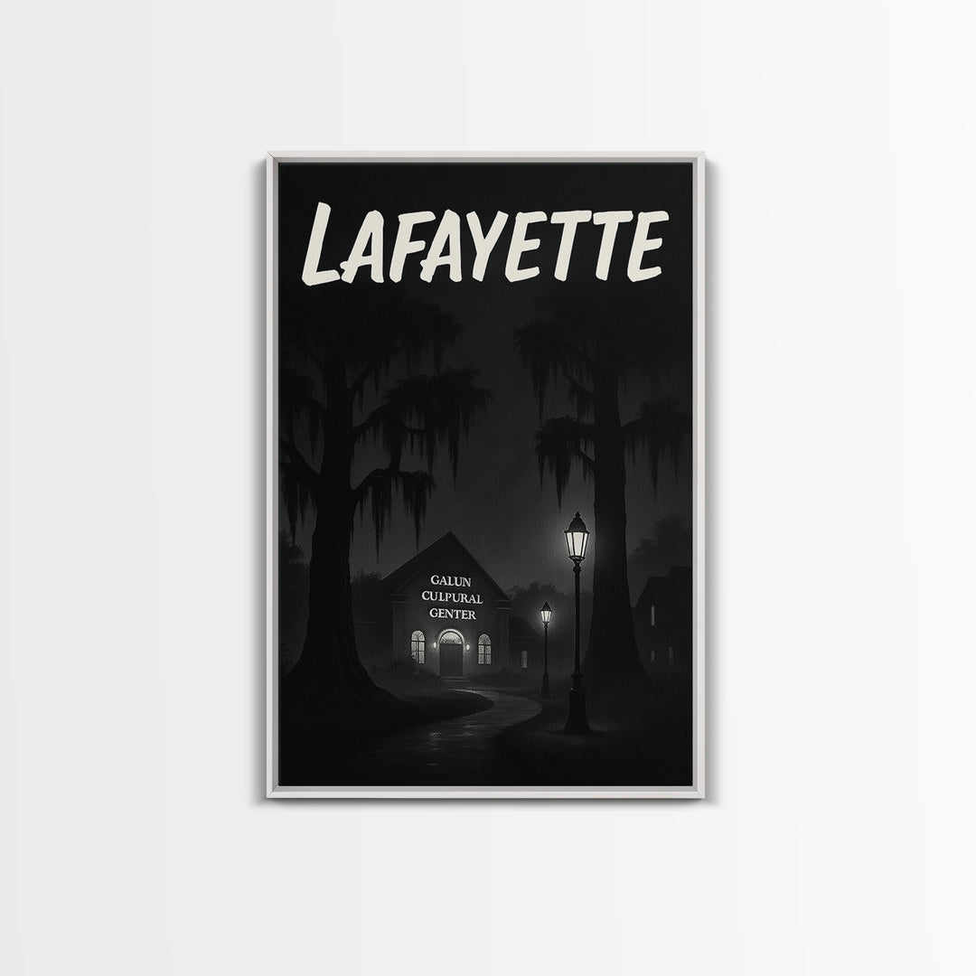 Lafayette Louisiana Travel Poster, Canvas Print, Night Street Poster Art, Lafayette City Art, Travel Poster Set, City Poster, Art Print