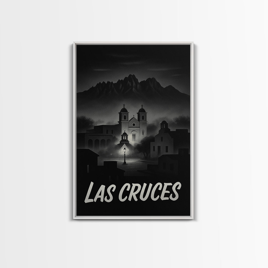 Las Cruces New Mexico Travel Poster, Canvas Print, Black And White Travel Art, Las Cruces Art Print, Travel Print, Vintage Travel Art