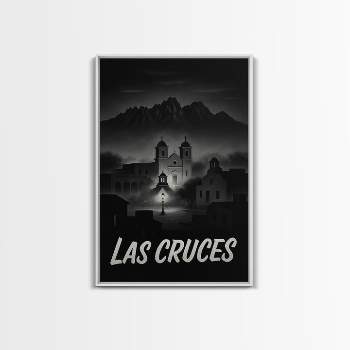 Las Cruces New Mexico Travel Poster, Canvas Print, Black And White Travel Art, Las Cruces Art Print, Travel Print, Vintage Travel Art