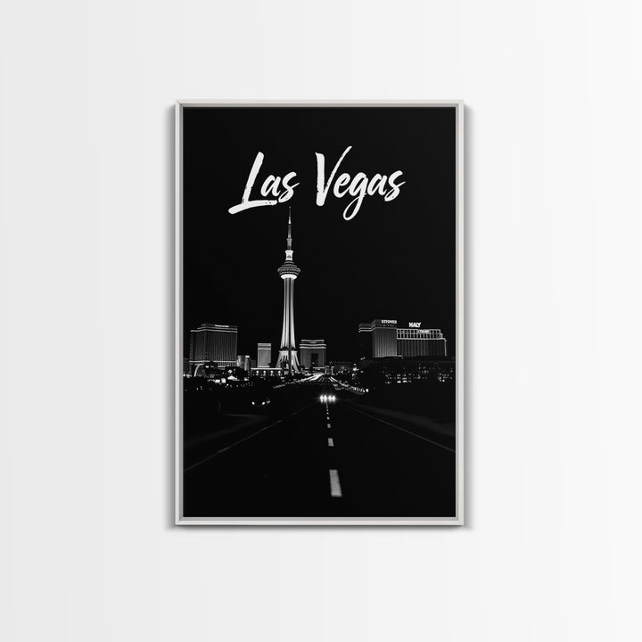 Las Vegas Nevada Travel Poster, Framed Canvas Print, Night Street Poster Art, Las Vegas Travel Art, Vintage City Poster, Travel Art Print