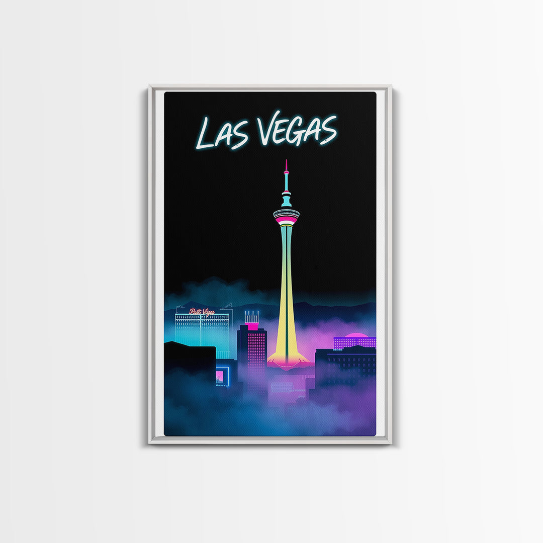 Las Vegas Travel Poster, Framed Canvas Print, Black And White Travel Art, Las Vegas Art Print, Eclectic Wall Decor, Travel Poster Art