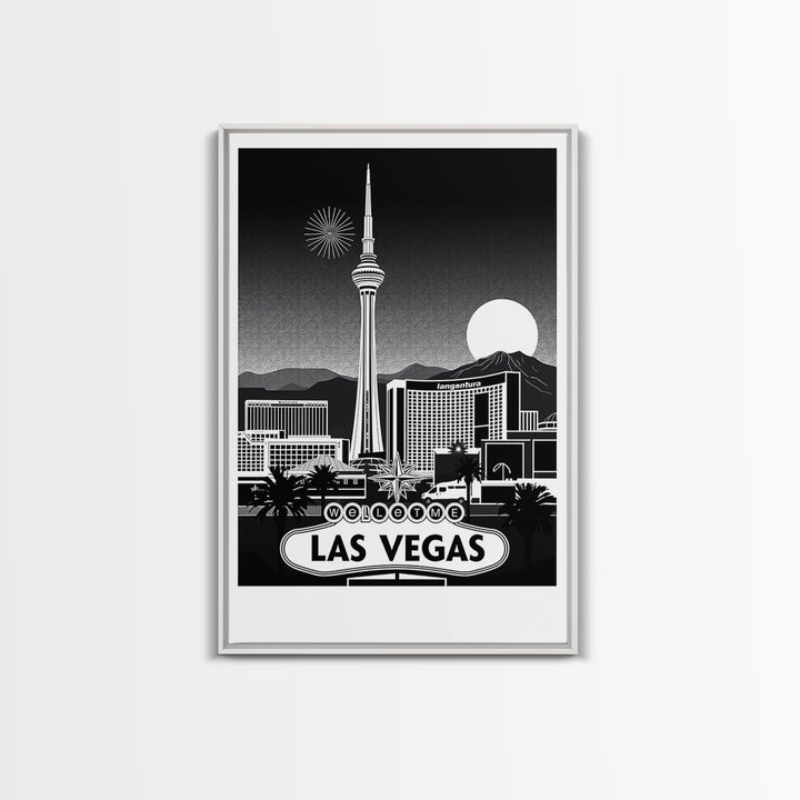 Las Vegas Travel Poster, Framed Canvas Print, Night Street Poster Art, Las Vegas Wall Art, Vintage Travel Art, Fine Art Print, Wall Art