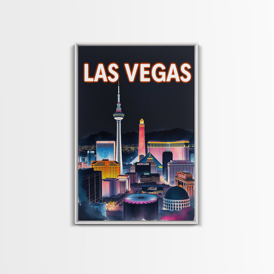 Las Vegas Travel Poster, Canvas Print, Dark Moody City Wall Art, Las Vegas Poster Print, Living Room Wall Art, Wanderlust Decor