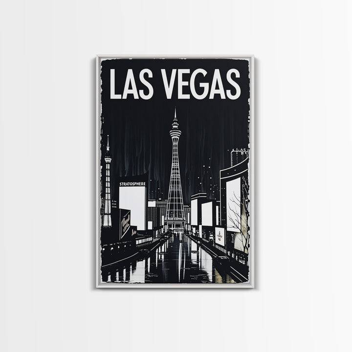 Las Vegas Travel Poster, Canvas Print, Dark Moody City Wall Art, Las Vegas Wall Art, Travel Poster Art, Travel Poster Set, Wanderlust Decor