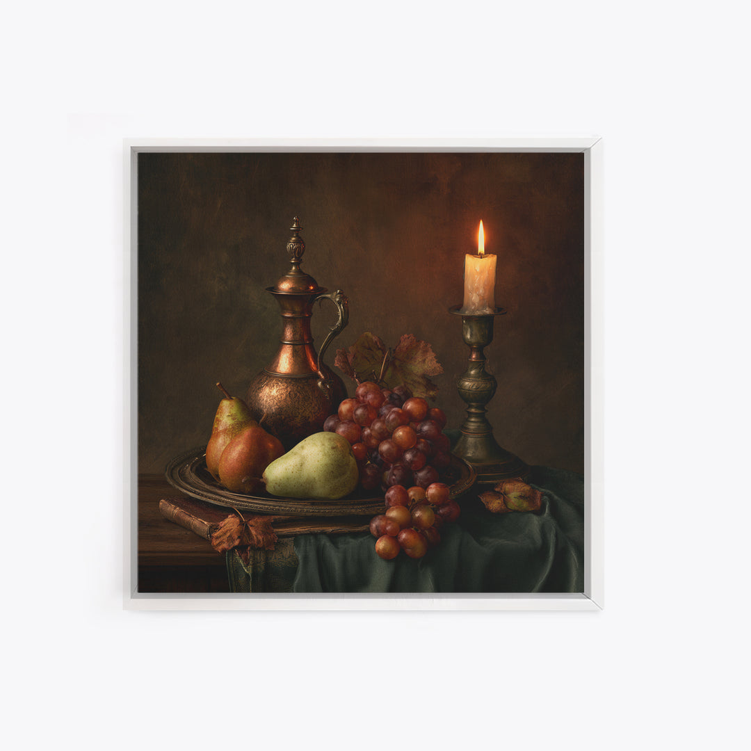 Classical Fruit Still Life Framed Canvas Print, Dining Room Art, 3 Piece Wall Art, Dining Room Decor, Fine Art, Dining, DRA-1x1-1
