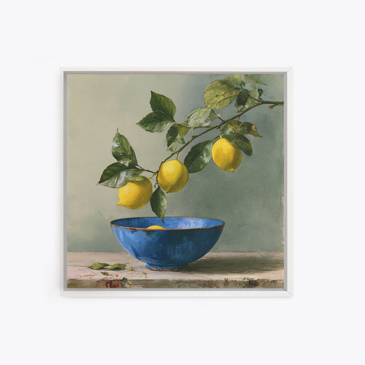 Italian Lemon Branch Framed Canvas Print, Dining Room Art, Trendy Wall Art, Dining Room Decor, Fine Art, Dining, DRA-1x1-29