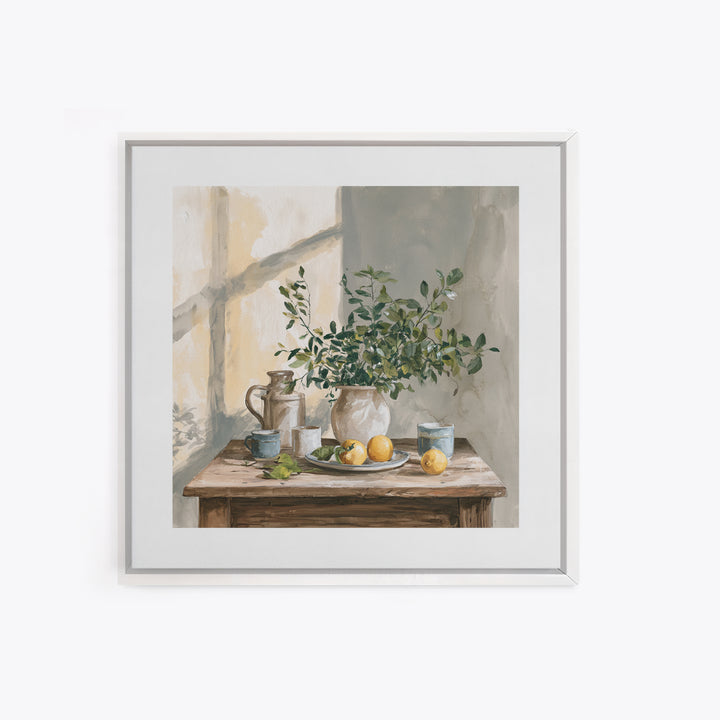 Sunlit Farmhouse Table Objects Without Room View Canvas Print, Dining Room Art, Coastal Wall Art, Dining Room Decor, Dining, DRA-1x1-41