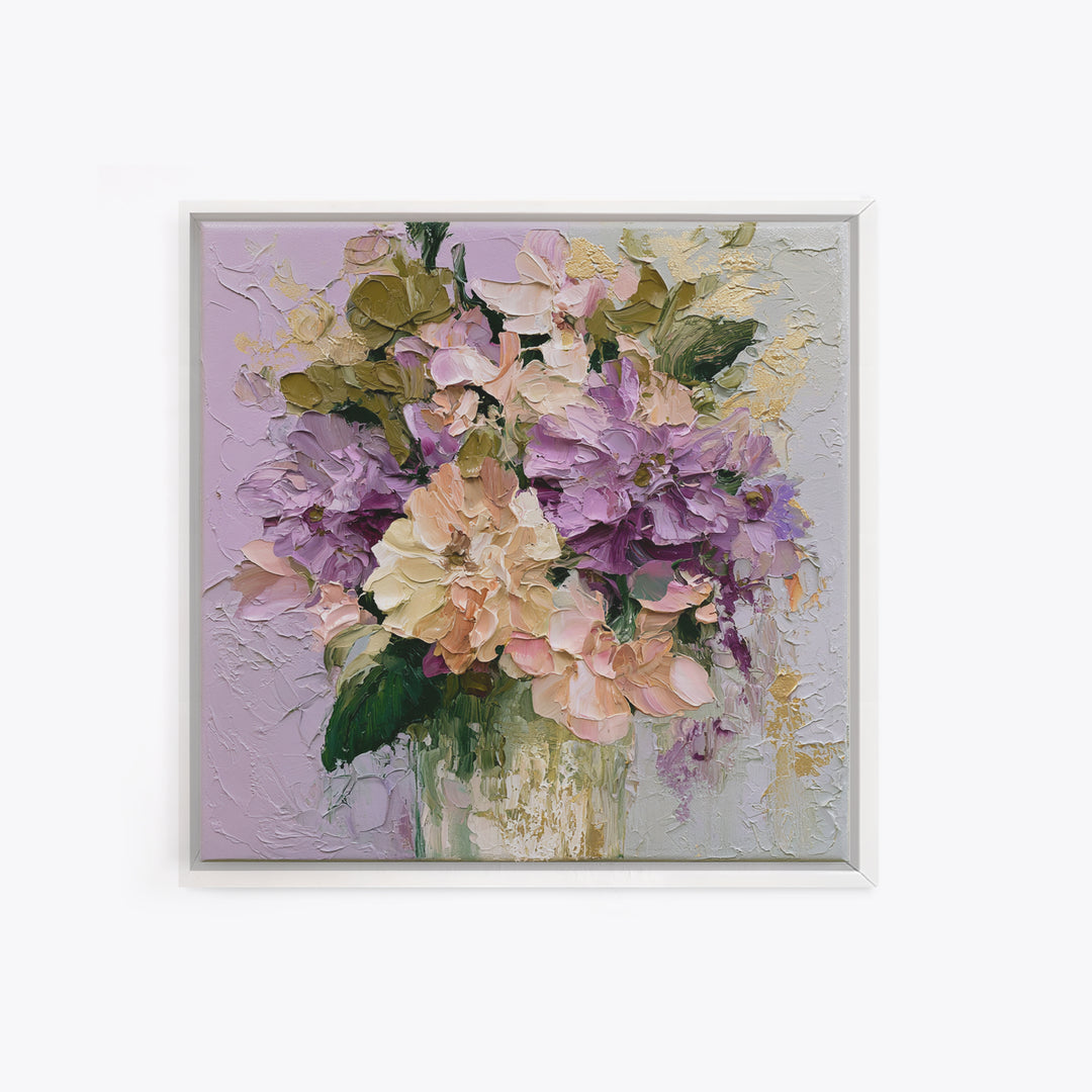 Large Expressive Flower Vase Framed Canvas Print, Dining Room Art, Home Decor, Dining Room Decor, Oil Painting, Dining, DRA-1x1-48