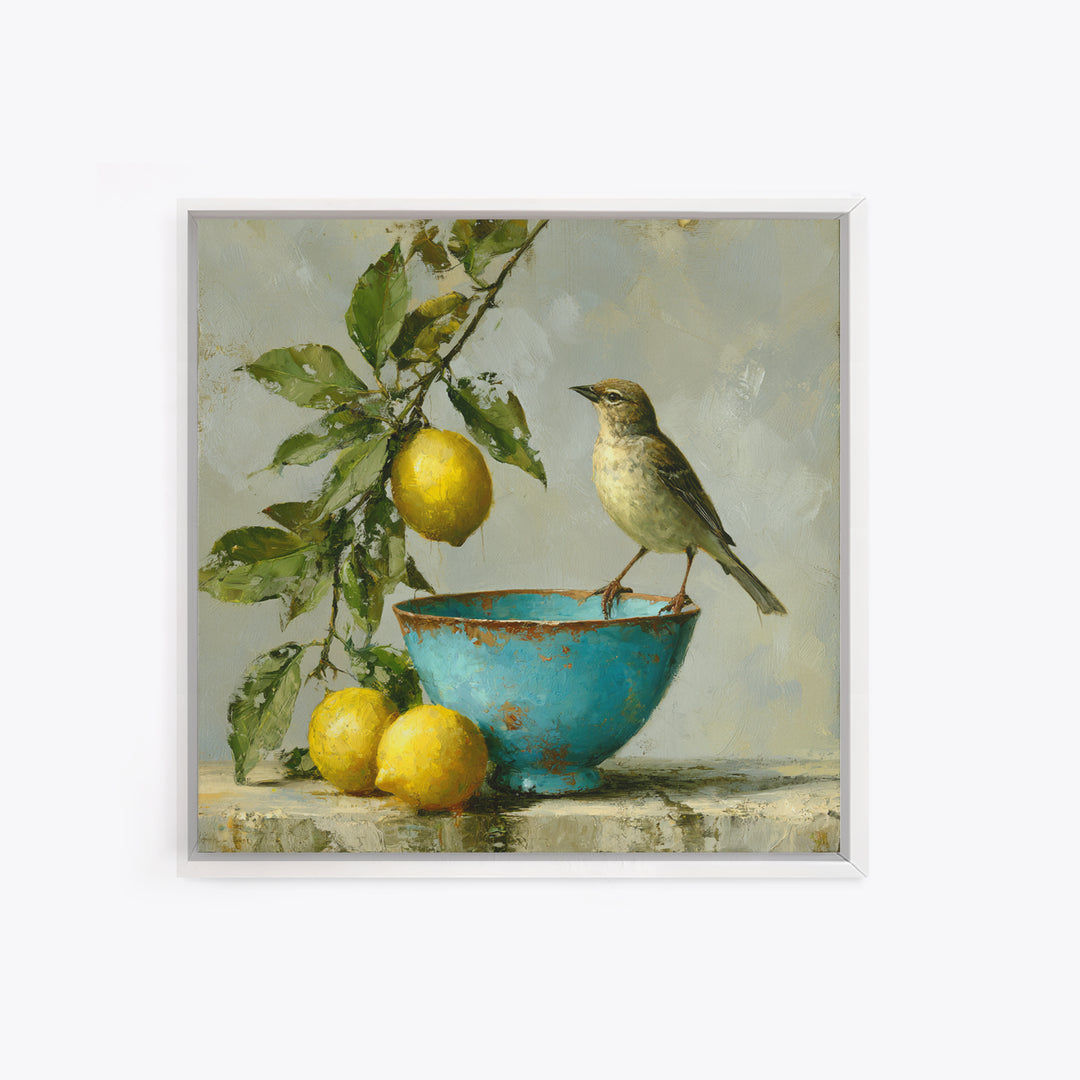 Italian Lemon Branch Framed Canvas Print, Dining Room Art, Trendy Wall Art, Dining Room Decor, Fine Art, Dining, DRA-1x1-53