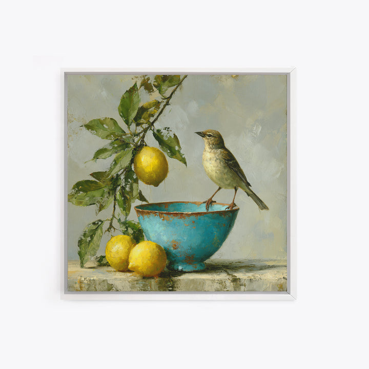 Italian Lemon Branch Framed Canvas Print, Dining Room Art, Trendy Wall Art, Dining Room Decor, Fine Art, Dining, DRA-1x1-53