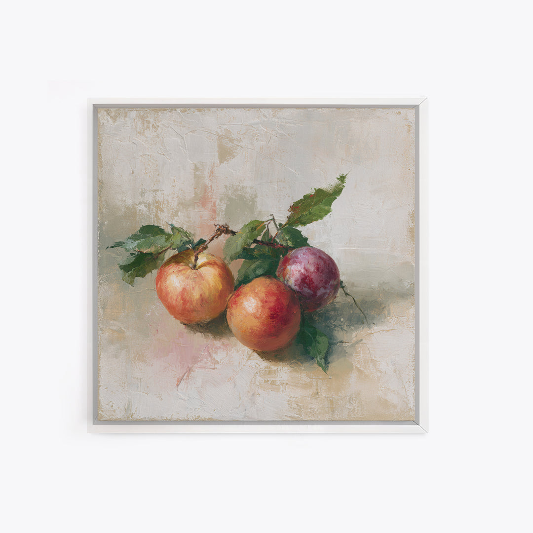 Peach and Plum Still Life Framed Canvas Print, Dining Room Art, Set of 3 Prints, Dining Room Decor, Fine Art, Dining, DRA-1x1-68