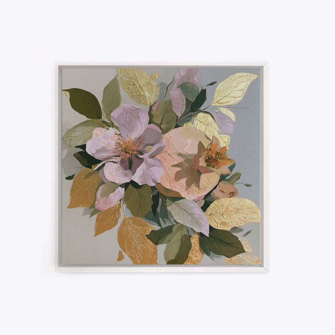 Pomegranate and Gold Leaf Botanical Study Framed Canvas Print, Dining Room Art, Canvas Art, Dining Room Decor, Oil Painting, DRA-1x1-8