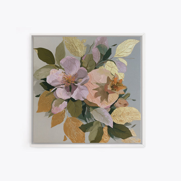 Pomegranate and Gold Leaf Botanical Study Framed Canvas Print, Dining Room Art, Canvas Art, Dining Room Decor, Oil Painting, DRA-1x1-8
