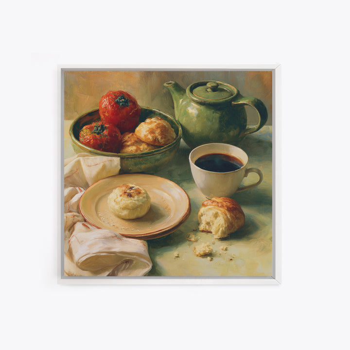 Coffee and Pastry Scene for Breakfast Nook Canvas Print, Dining Room Art, Food Art, Dining Room Decor, Fine Art, Dining, DRA-1x1-86