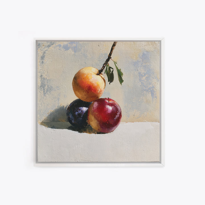 Peach and Plum Still Life Canvas Print, Dining Room Art, Trendy Wall Art, Dining Room Decor, Fine Art, Dining, DRA-1x1-92