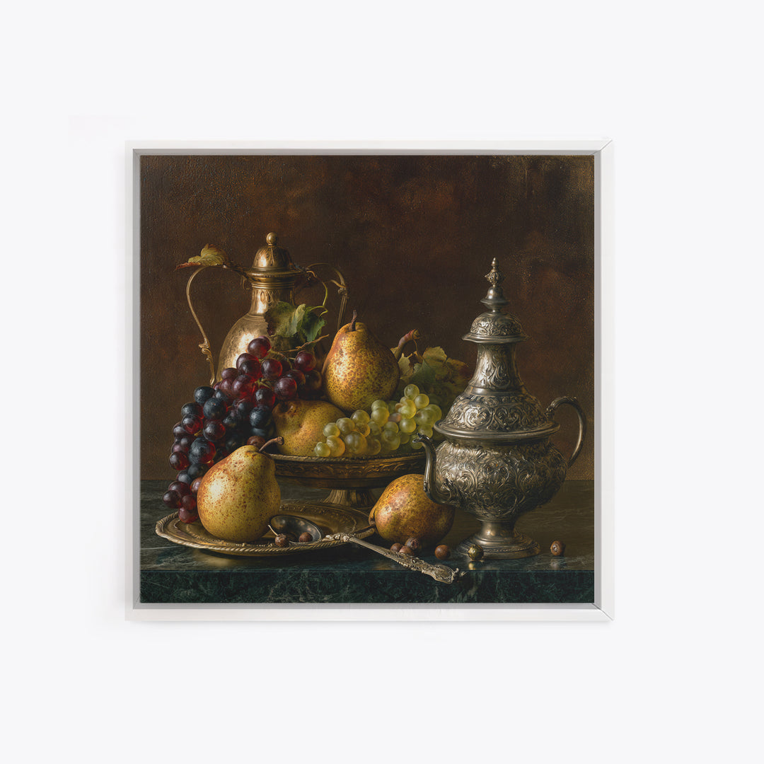 Classical Fruit Still Life Canvas Print, Dining Room Art, Luxury Decor, Dining Room Decor, Oil Painting, Dining, DRA-1x1-97