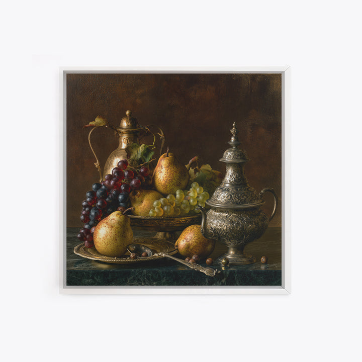Classical Fruit Still Life Canvas Print, Dining Room Art, Luxury Decor, Dining Room Decor, Oil Painting, Dining, DRA-1x1-97