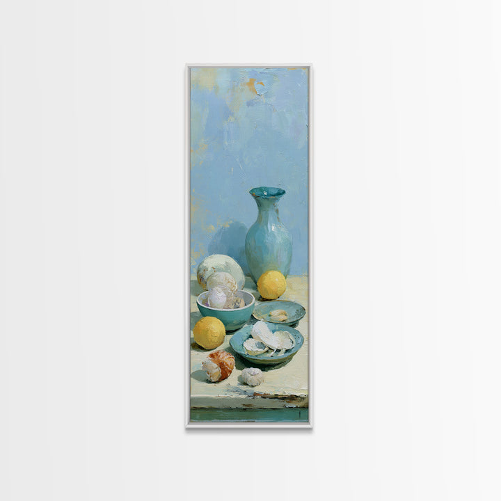 Shellfish and Lemon Still Life Canvas Print, Dining Room Art, Wall Decor, Dining Room Decor, Fine Art, Dining, Contemporary Art, DRA-1x3-28