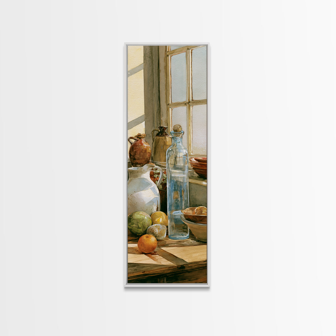 Sunlit Farmhouse Table Objects Without Room View Canvas Print, Dining Room Art, Coastal Decor, Dining Room Decor, Dining, DRA-1x3-29