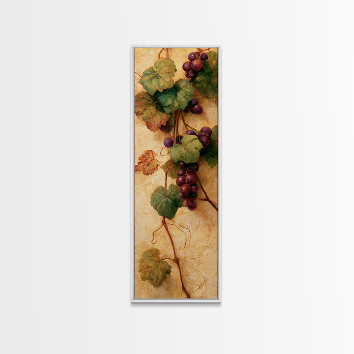 Botanical Grapevine with Leaves and Fruit Canvas Print, Dining Room Art, Dining Room Decor, Oil Painting, Dining, DRA-1x3-33