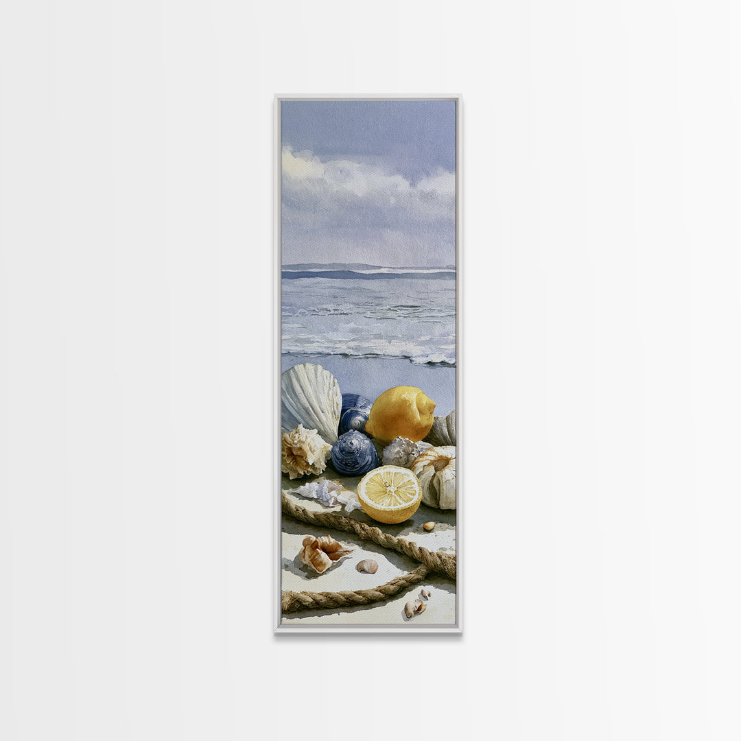 Shellfish and Lemon Still Life Framed Canvas Print, Dining Room Art, Coastal Decor, Dining Room Decor, Fine Art, Dining, DRA-1x3-4