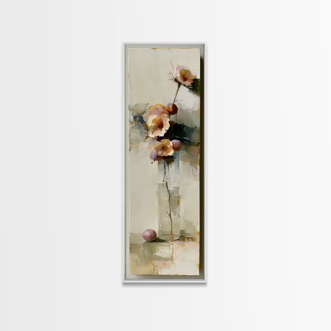 Peach and Plum Still Life Canvas Print, Dining Room Art, Contemporary Art, Dining Room Decor, Fine Art, Dining, Digital Print, DRA-1x3-56