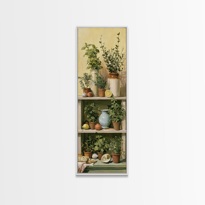 Modern Kitchen Herbs Framed Canvas Print, Dining Room Art, Dining Room Wall Art, Dining Room Decor, Oil Painting, Dining, DRA-1x3-69