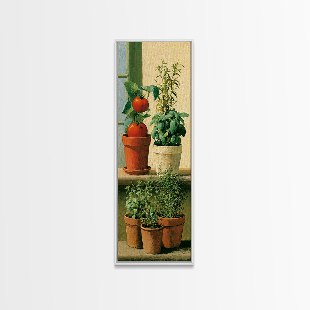 Modern Kitchen Herbs Canvas Print, Dining Room Art, Statement Artwork, Dining Room Decor, Fine Art, Dining, Printable Wall Art, DRA-1x3-93