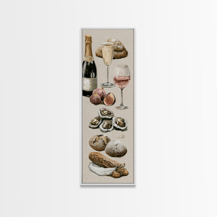 French Bistro Food Illustration Without Text Canvas Print, Dining Room Art, Food Art, Dining Room Decor, Fine Art, Dining, DRA-1x3-94