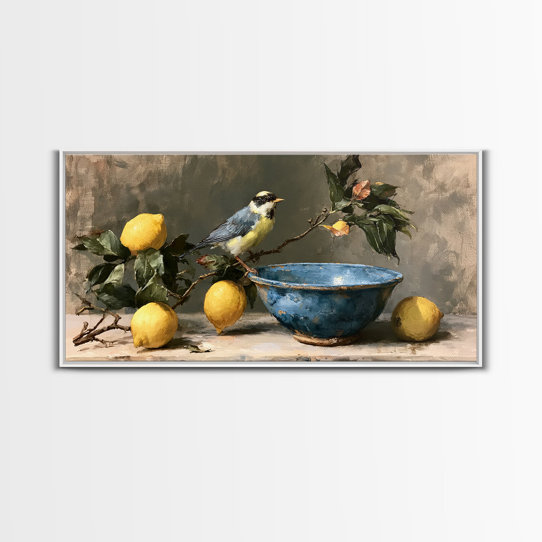 Italian Lemon Branch Framed Canvas Print, Dining Room Art, Art Print, Dining Room Decor, Oil Painting, Dining, Abstract Art, DRA-2x1-1