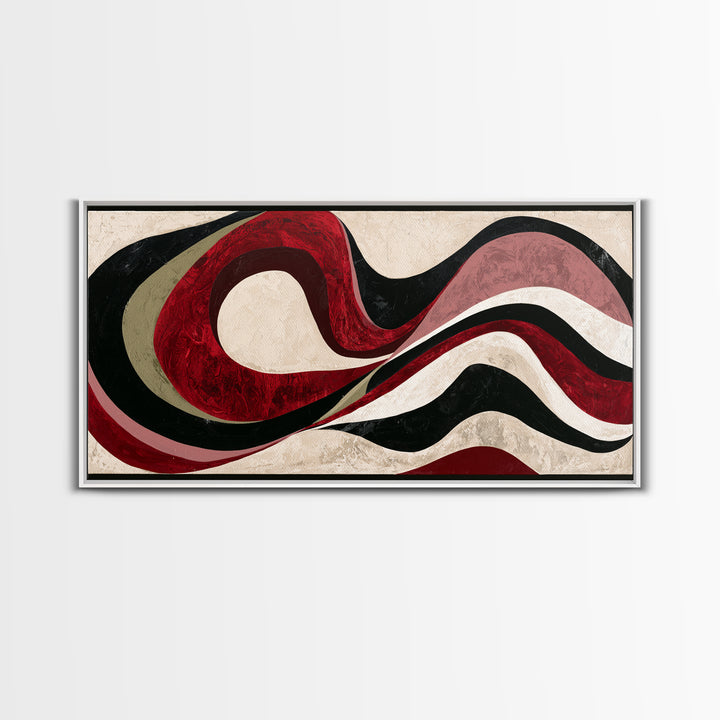 Abstract Red Wine Swirl Framed Canvas Print, Dining Room Art, Dining Room Wall Art, Dining Room Decor, Abstract Art, Dining, DRA-2x1-14