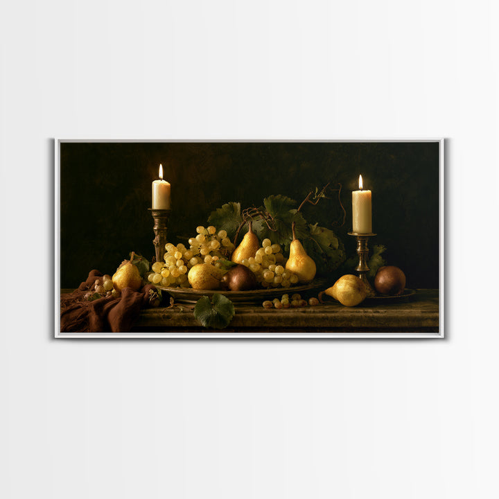 Classical Fruit Still Life Framed Canvas Print, Dining Room Art, Contemporary Art, Dining Room Decor, Fine Art, Dining, DRA-2x1-45